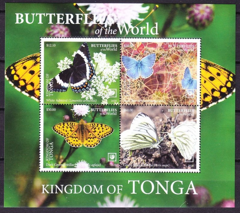 2020 Tonga 2372-2375/B138 Butterflies / Flowers 125,00 €