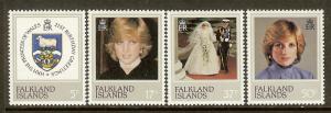 Falkland Islands, Scott #'s 348-351, Princess Diana Issue, MNH