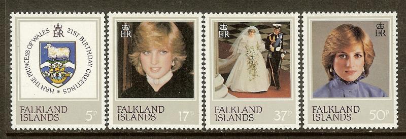 Falkland Islands, Scott #'s 348-351, Princess Diana Issue, MNH