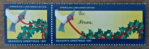 United States #WX332 Dove, Red Ribbon & Holly MNH Seal & Gift Tag (1997)