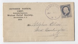 1887 Edmeston NY 1ct banknote folded cover iron cross fancy cancel [H.2834]