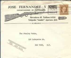 Gun Advertising Cover to New York, NY 1936 Airmail (47476)