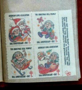 US Christmas Seal Collection 20 Different MNH Blocks (86 MNH Stamps) in Album