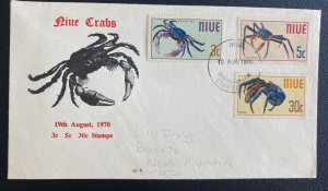 1970 Niue First Day Cover FDC To New Zealand Crabs Issue