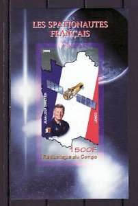 Congo Rep., 2009 issue. French Astronauts, IMPERF s/sheet.