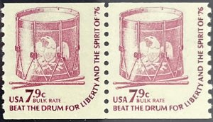 Scott #1615 1976 7.9¢ Americana Drum perf. 10 vertically MNH OG pair