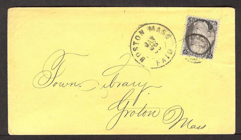 73, BOSTON, MASS, PAID, JAN/26/66, 1861-67 Issues