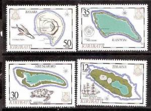 Kiribati 1984 Map, Geology, Ship, Turtle, Fish 4v MNH**  # 1744