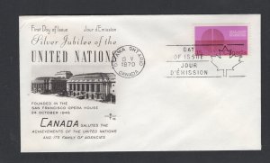 Canada #514  (1970 15c UN issue)  FDC Rosecraft cachet unaddressed