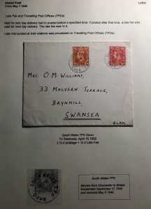 1952 South Wales Traveling Post Office England Cover To Swansea