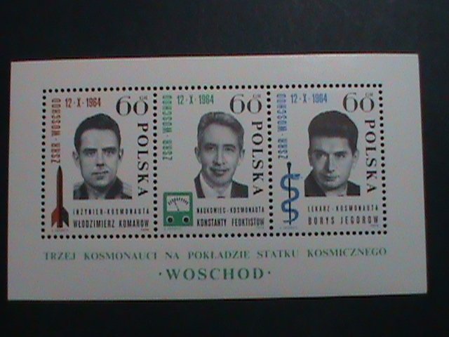 POLAND-1964 SC#1278 RUSSIAN THREE SPACE HEROES-MNH-S/S- VERY FINE