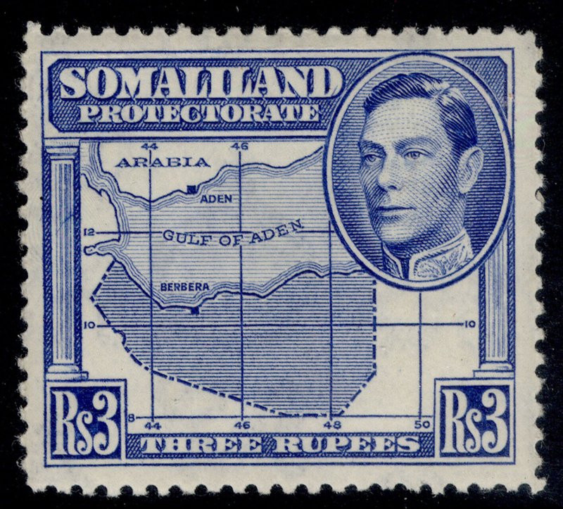 SOMALILAND PROTECTORATE GVI SG103, 3r bright blue, M MINT. Cat £25.