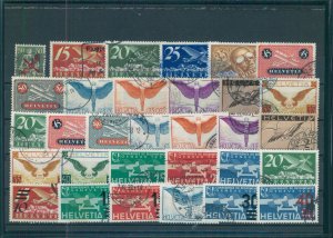 SWITZERLAND, GROUP AIRPOSTSTAMPS USED, GOOD TO FINE CANCELS, CV about $2250