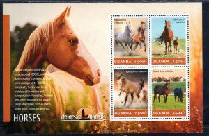 UGANDA #2137 2014 HORSES MINT VF NH O.G M/S4