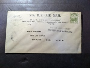 1925 Bermuda USA Airmail USS Los Angeles Zeppelin Airship Cover to Cleveland OH