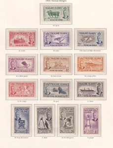 FALKLAND ISLANDS #107-120 VF-MLH KGV1 ISSUES CAT VALUE $270 Canadian