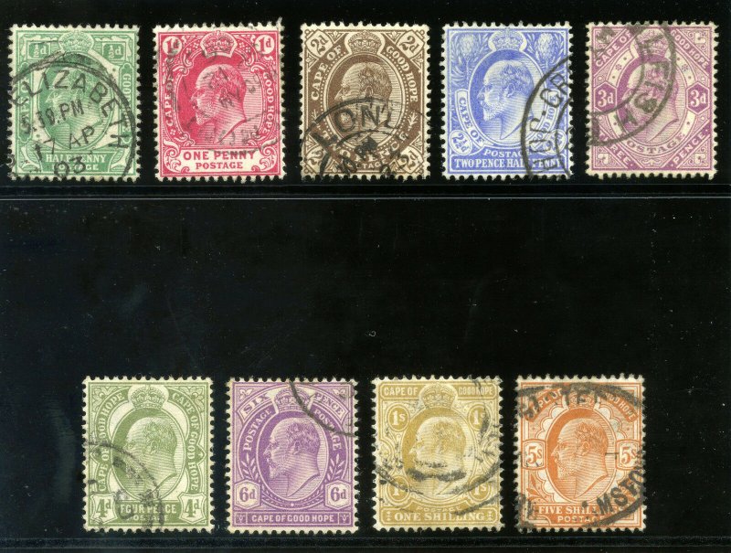 Cape of Good Hope 1902 KEVII set complete very fine used. SG 70-78. Sc 63-71.