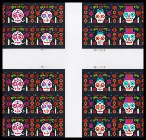 US 5640a-5643a 5643c Day of the Dead imperf NDC cross gutter block (20) MNH 2021 