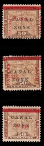 MOMEN: US STAMPS CANAL ZONE #18-20 MINT OG H LOT #84210*