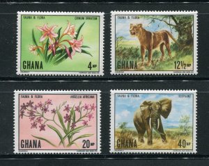 Ghana 402 - 405 Flora and Fauna Mint Hinged Stamp Set 1970