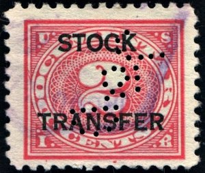 RD2 2¢ Revenue: Stock Transfer: Double Transfer (1918) Perfin