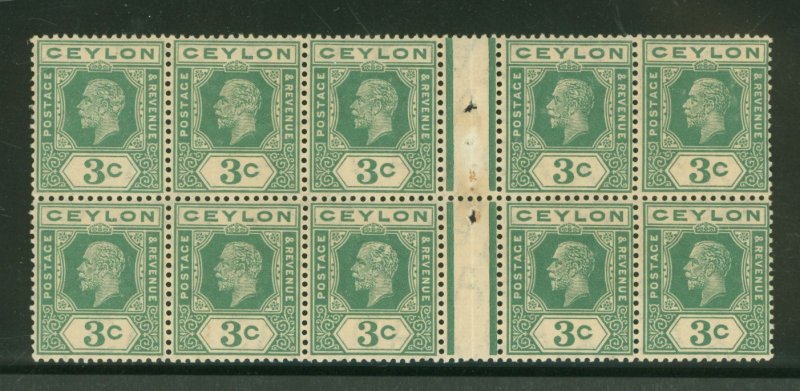 Ceylon #202a Mint (NH) Plate Block