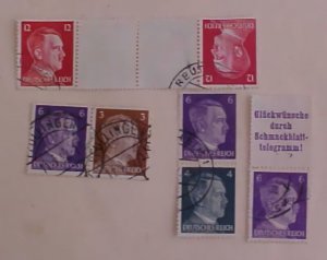 GERMAN STAMPS SE-TENANT AFTER 1940 1 GUTTER,1 WITH TAB, 2 PAIRS ALL DIFF.