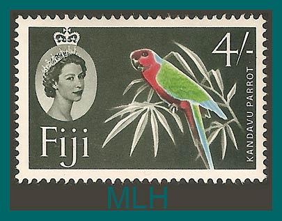 Fiji Stamps 1966 Shining Parrot, 4s mint