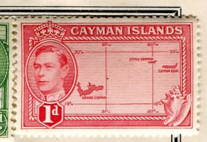 CAYMAN ISLANDS; 1938 early GVI Pictorial fine Mint hinged 1d. value