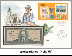 CUBA - 1985 PHILATELIC EXHIBITION ESPANA '85 SPECIAL COVER WITH CURRENCY...