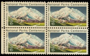 US Sc 1454 VF/MNH Block of 4 - 1972 15¢ Mount McKinley - Fresh!