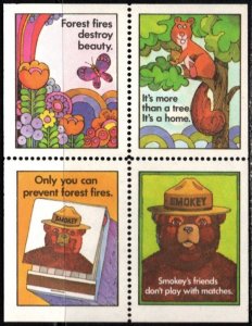 1972 US Poster Stamp Smokey the Bear Block/4 MNH