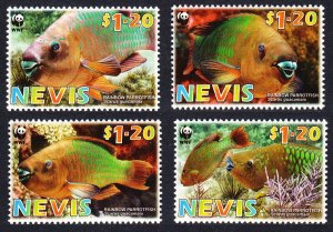 Nevis WWF Rainbow Parrotfish 4v 2007 MNH SC#1510a-d SG#2015-2018 MI#2208-2211