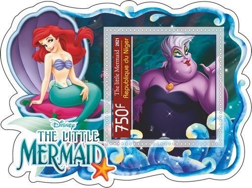 Stamps.Cartoons, Walt Disney. Mermaid 6 sheets perf Niger