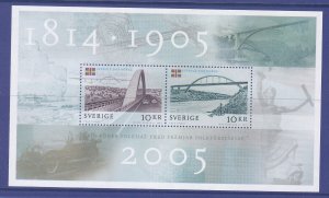 Sweden 2514 MNH 2005 Dissolution Union Sweden & Norway Centennial Souvenir Sht