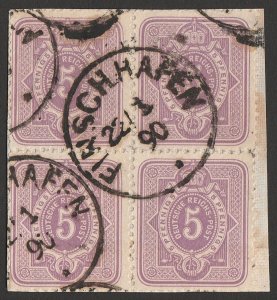 NEW GUINEA - GERMAN 1888 precursor use of Numeral 5pf block. SG Z3 cat £2800.