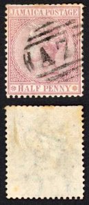 Jamaica SG7 1/2d Claret Wmk CA Savanna-La-Mar A75 Pmk