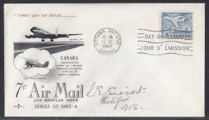 Canada Scott 414 Rose Craft FDC - 7c Air Mail Issue