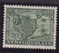 Newfoundland-Sc#223- id70-unused LH og 20c Map-1933-