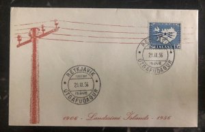 1956 Reykjavik Iceland First Day Cover FDC Telecom Islands