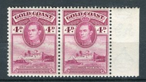 GOLD COAST; 1938 early GVI pictorial issue Mint hinged 4d. Marginal Pair