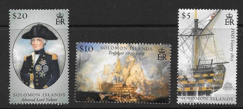 SOLOMON ISLANDS SG1159/61 2005 BATTLE OF TRAFALGAR MNH 