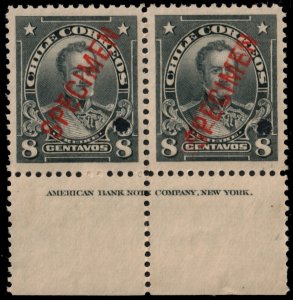 ✔️ CHILE 1912 - FREIRE ABNC IMPRINT PUNCH & SPECIMEN SC.115 MNH ** RARE ! [040]