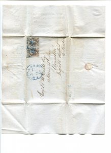 1 Franklin Imperf Used Pair on 1849 Legal Notice Philadelphia to South Carolina