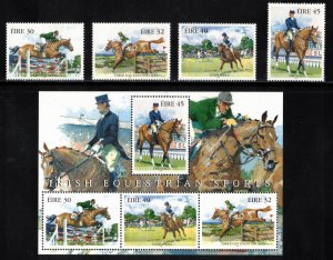 IRELAND 1998 Equestrian Sports; Scott 1116-19, 1119a, SG 1159-63,  MNH