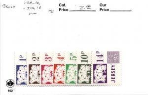 Jersey, Postage Stamp, #J8-J12, J16, J18 Mint NH, 1971 Postage Due (AB)