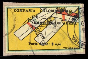 MOMEN: COLOMBIA SC #C4 1920 AIRMAIL SCADTA USED LOT #67515*