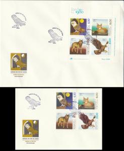 Portugal Birds Protection of Species 2 FDCs SG#1796-MS1800 MI#1490-1493+Block 30