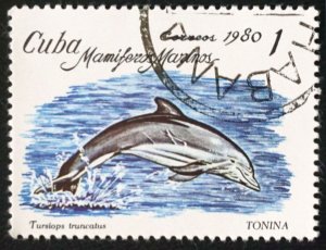 CUBA Sc# 2334 MARINE MAMMALS sea life ocean 1c 1980  used cto