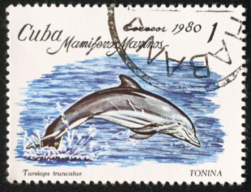 CUBA Sc# 2334 MARINE MAMMALS sea life ocean 1c 1980  used cto